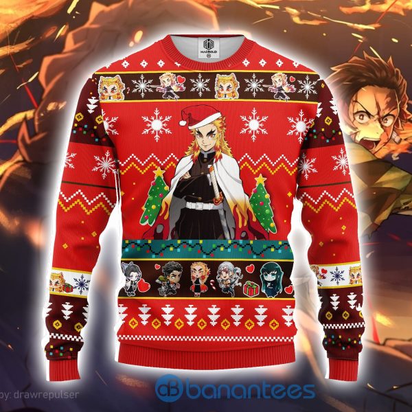 Kyojuro Rengoku Demon Slayer Anime Ugly Christmas Sweater Product Photo