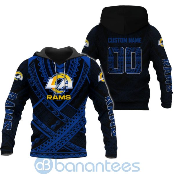 Los Angeles Rams NFL Team Logo Polynesian Pattern Custom Name Number 3D All Over Printed Shirt Product Photo