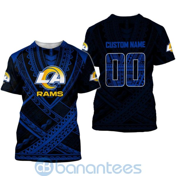 Los Angeles Rams NFL Team Logo Polynesian Pattern Custom Name Number 3D All Over Printed Shirt Product Photo