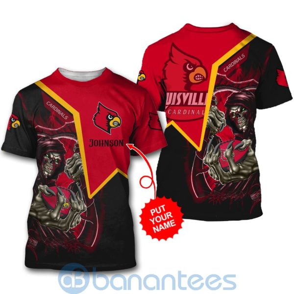 Louisville Cardinals Custom Name 3D All Over Printed Shirt Product Photo