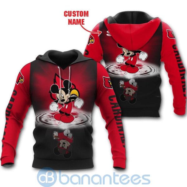 Louisville Cardinals Disney Mickey Mouse In Water Custom Name 3D All Over Printed Shirt Product Photo