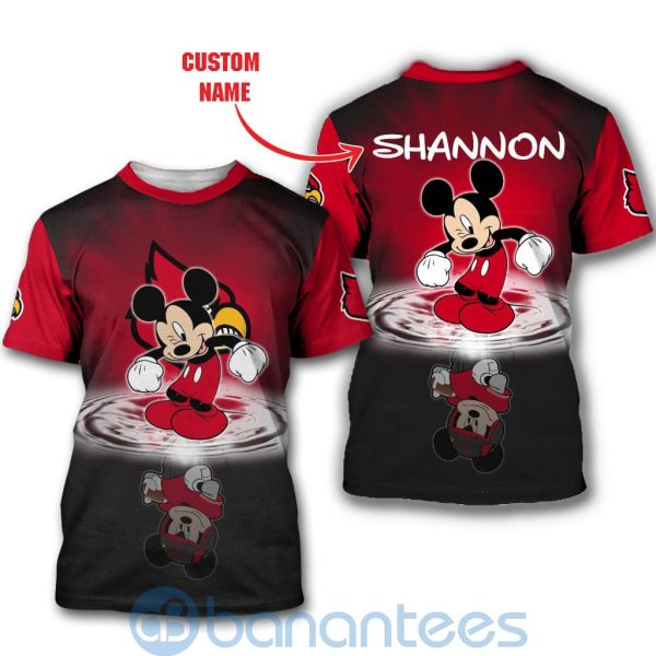 Louisville Cardinals Disney Mickey Mouse In Water Custom Name 3D All Over Printed Shirt Product Photo