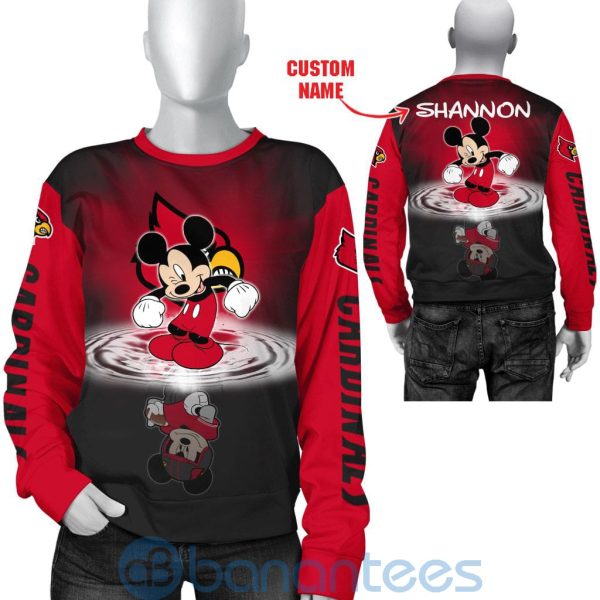 Louisville Cardinals Disney Mickey Mouse In Water Custom Name 3D All Over Printed Shirt Product Photo