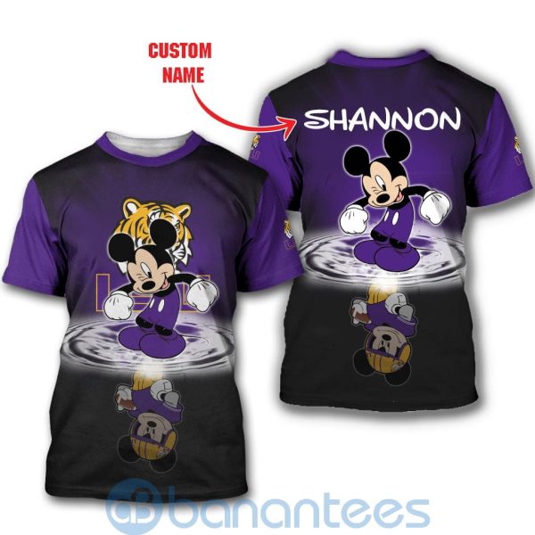 LSU Tigers Disney Mickey Mouse In Water Custom Name 3D All Over Printed Shirt Product Photo