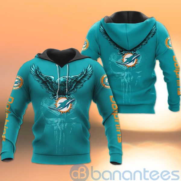 Miami Dolphins NFL Logo Eagle Skull 3D All Over Printed Shirt Product Photo