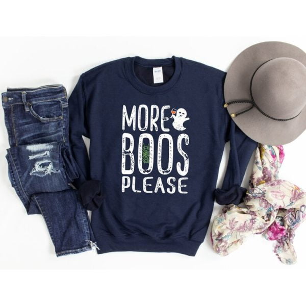 More Boos Please Ghost Funny Halloween Sweatshirt Product Photo