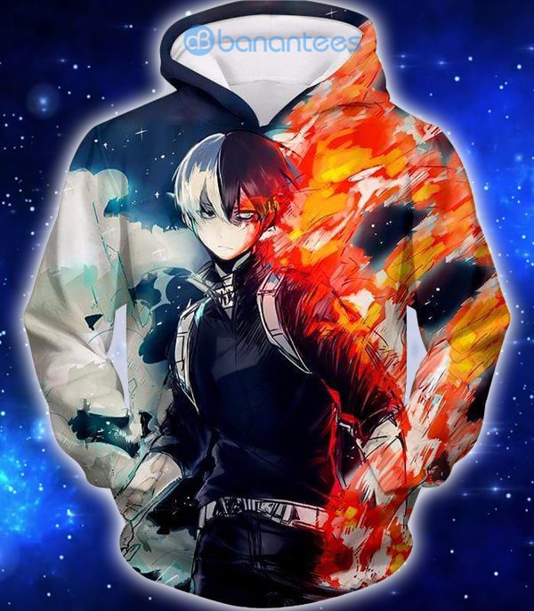 My Hero Academia Blazing Hot and Icy Cold Half Cold Half Hot Shoto Cool Anime 3D Shirt - 3D Hoodie - Black
