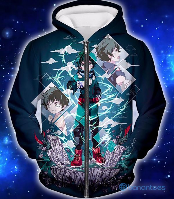 My Hero Academia Chasing The Dreams Of Hero Izuki Midoriya All Over Printed 3D Shirt - 3D Zip Hoodie - Black
