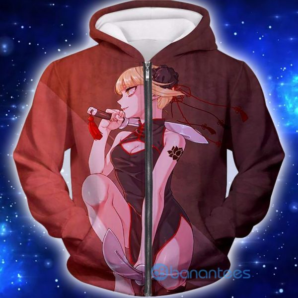 My Hero Academia Transforming Villain Himiko Toga Anime All Over Pritned 3D Shirt - 3D Zip Hoodie - Black