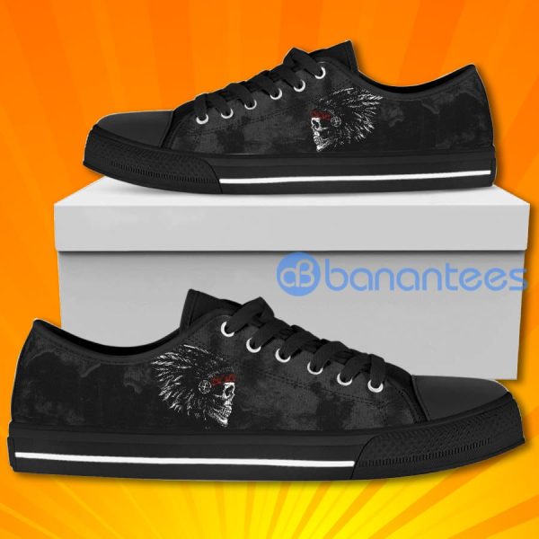 Native American Skull Pattern Lovely Design Low Top Canvas Shoes Product Photo