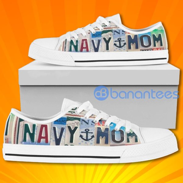 Navy Mom Women's Sneakers Converse Style Gift For Mom Low Top Shoes Product Photo