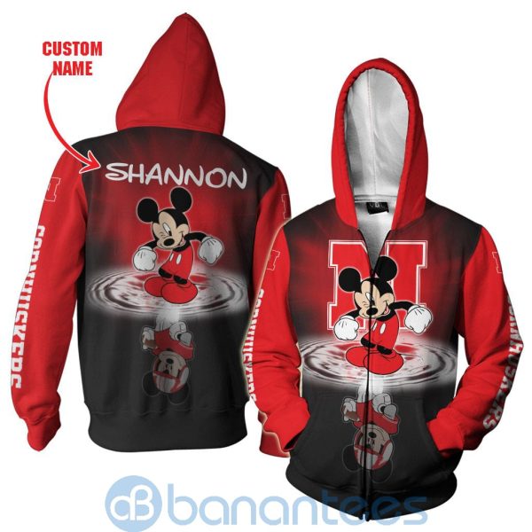 Nebraska Cornhuskers Disney Mickey Mouse In Water Custom Name 3D All Over Printed Shirt Product Photo