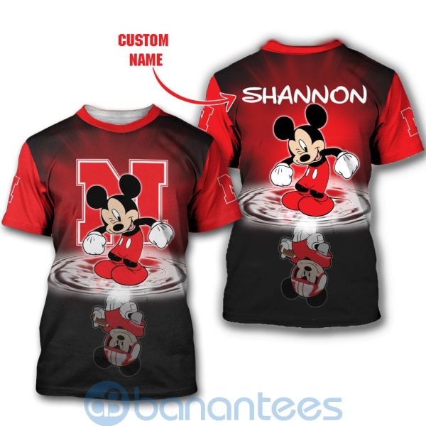 Nebraska Cornhuskers Disney Mickey Mouse In Water Custom Name 3D All Over Printed Shirt Product Photo