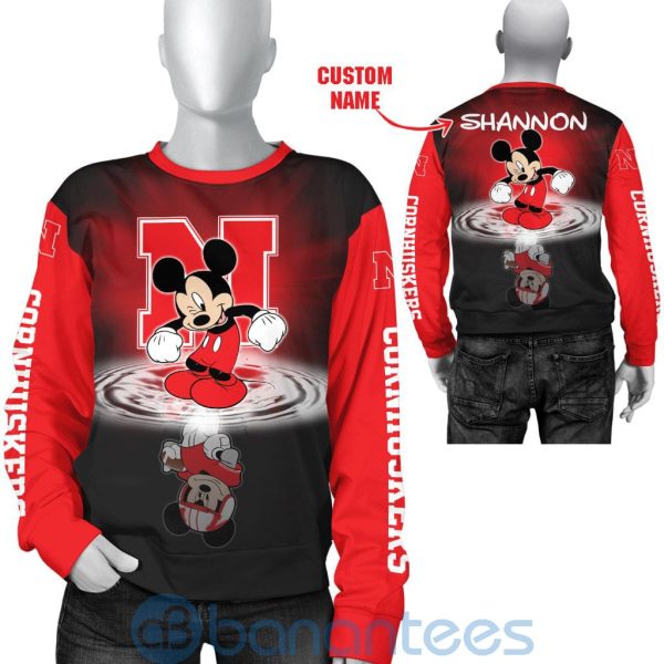 Nebraska Cornhuskers Disney Mickey Mouse In Water Custom Name 3D All Over Printed Shirt Product Photo