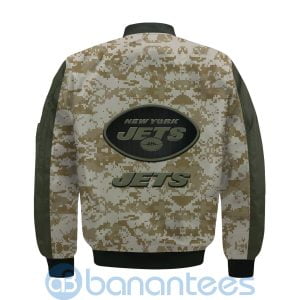 New York Jets American Football Team Logo Camouflage Custom Name Bomber Jacket Product Photo