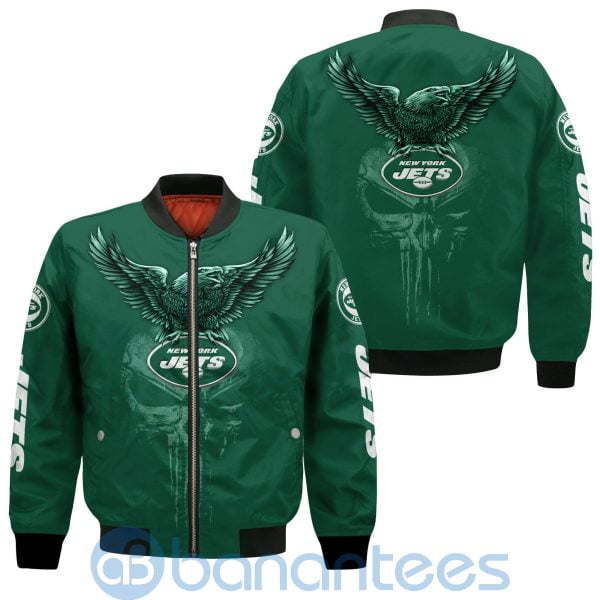 New York Jets Logo Eagle Skull Bomber Jacket Product Photo
