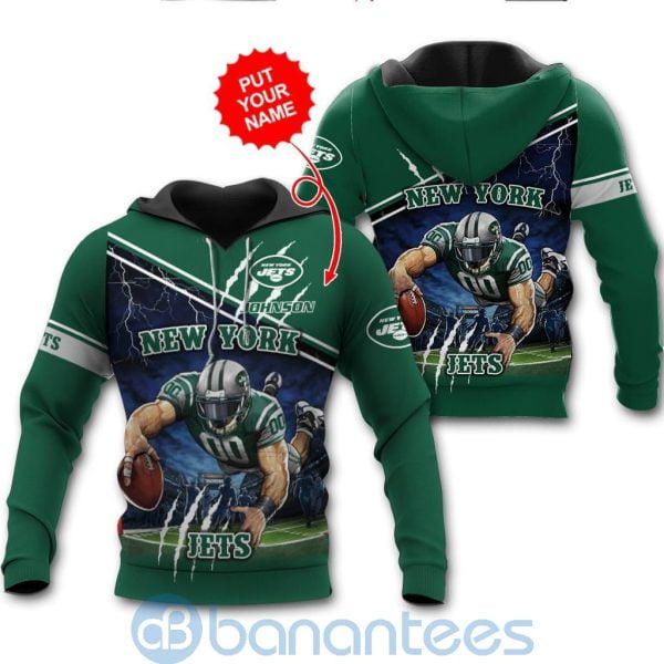 New York Jets Mascot Catching Ball Custom Name 3D All Over Printed Shirt Product Photo