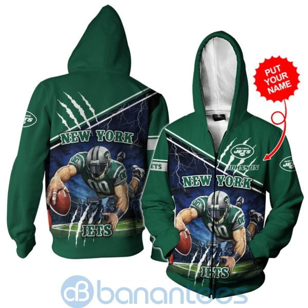 New York Jets Mascot Catching Ball Custom Name 3D All Over Printed Shirt Product Photo