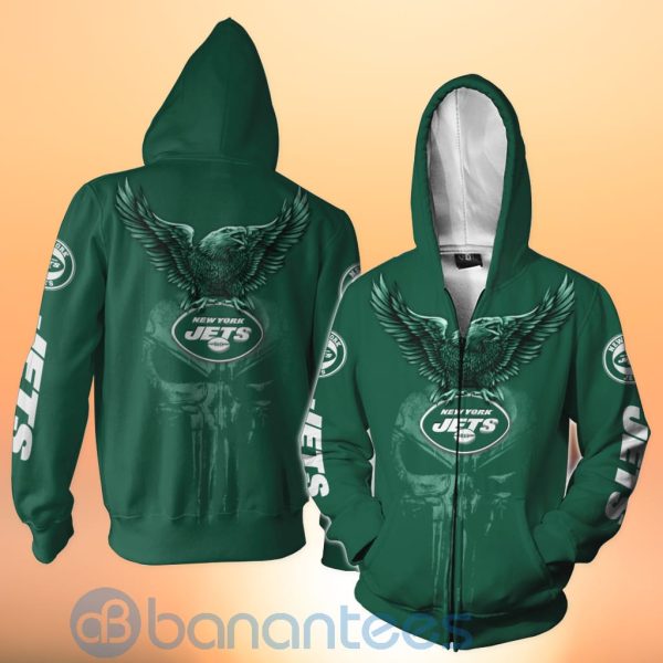 New York Jets NFL Logo Eagle Skull 3D All Over Printed Shirt Product Photo