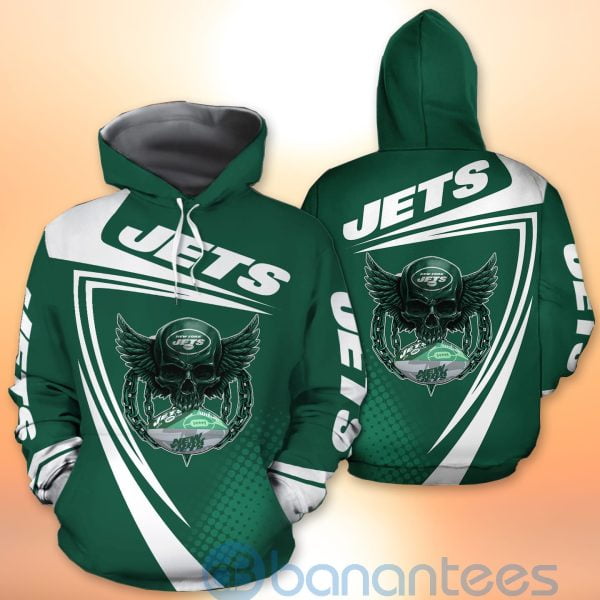 New York Jets NFL Skull American Football Sporty Design 3D All Over Printed Shirt Product Photo