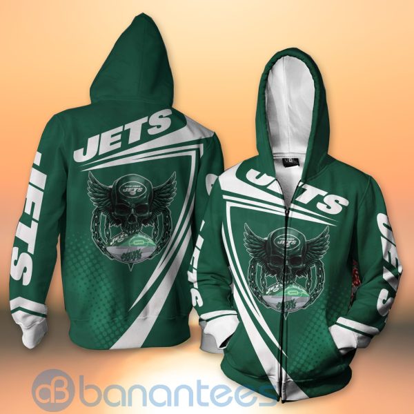 New York Jets NFL Skull American Football Sporty Design 3D All Over Printed Shirt Product Photo