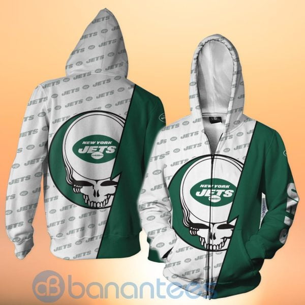 New York Jets NFL Team Logo Grateful Dead Design 3D All Over Printed Shirt Product Photo