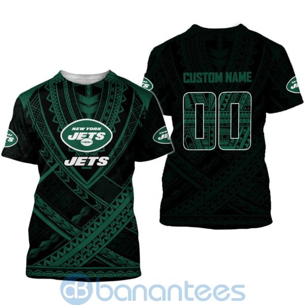 New York Jets NFL Team Logo Polynesian Pattern Custom Name Number 3D All Over Printed Shirt Product Photo