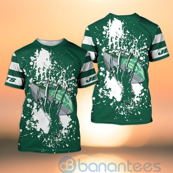 New York Jets Skull Hand NFL Football Team Logo Ball 3D All Over Printed Shirt Product Photo