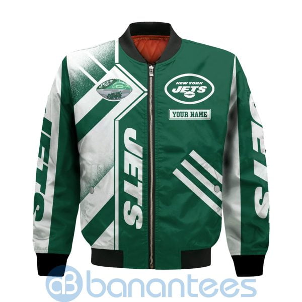 New York Jets Super Bowl Champions Custom Name Number Bomber Jacket Product Photo