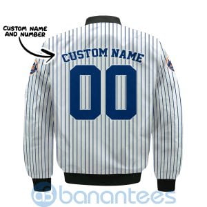 New York Mets Stripes Custom Name Number Bomber Jacket Product Photo