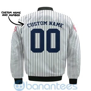 New York Yankees Stripes Custom Name Number Bomber Jacket Product Photo