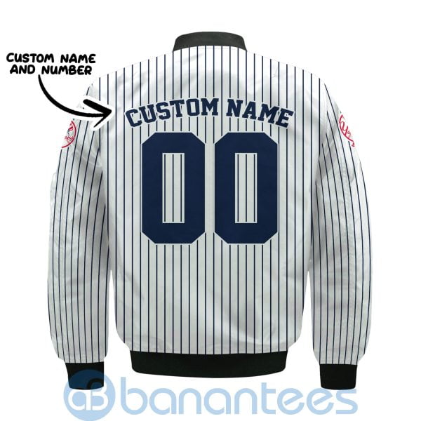 New York Yankees Stripes Custom Name Number Bomber Jacket Product Photo