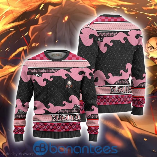 Nezuko Kamado Anime Ugly Christmas Sweater Demon Slayer Chibi Full Printed Shirt Product Photo