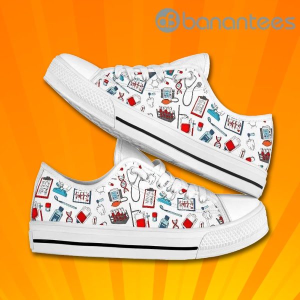 Nurse Life Nurse Icons Lovely Design Graphic Low Top Canvas Shoes Product Photo
