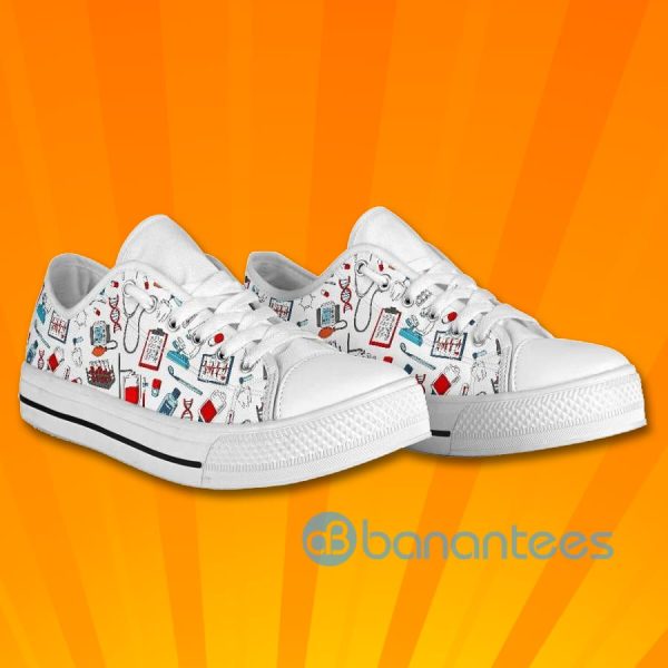 Nurse Life Nurse Icons Lovely Design Graphic Low Top Canvas Shoes Product Photo