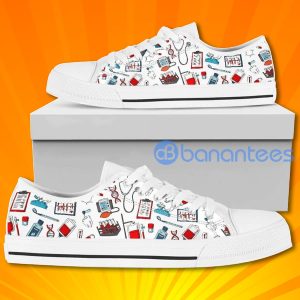Nurse Life Nurse Icons Lovely Design Graphic Low Top Canvas Shoes Product Photo