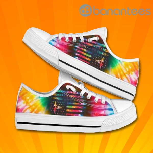 Nurse Tie Dye Flag Lovely Design Graphic Low Top Canvas Shoes Product Photo