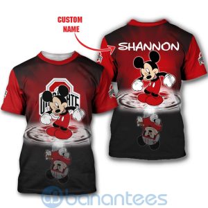 Ohio State Buckeyes Disney Mickey Mouse In Water Custom Name 3D All Over Printed Shirt Product Photo