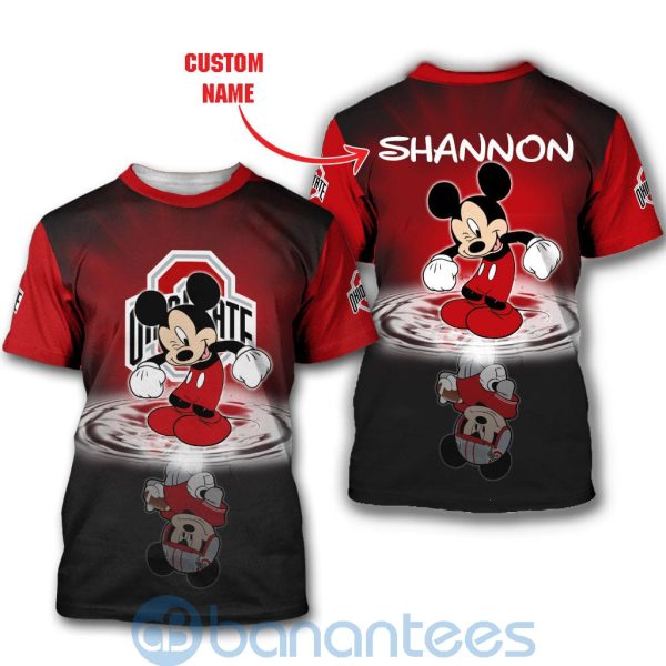 Ohio State Buckeyes Disney Mickey Mouse In Water Custom Name 3D All Over Printed Shirt Product Photo