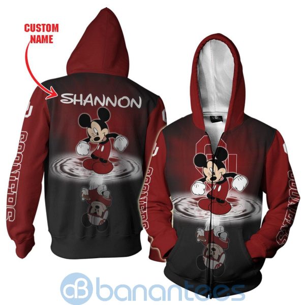 Oklahoma Sooners Disney Mickey Mouse In Water Custom Name 3D All Over Printed Shirt Product Photo