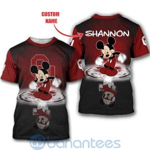 Oklahoma Sooners Disney Mickey Mouse In Water Custom Name 3D All Over Printed Shirt Product Photo