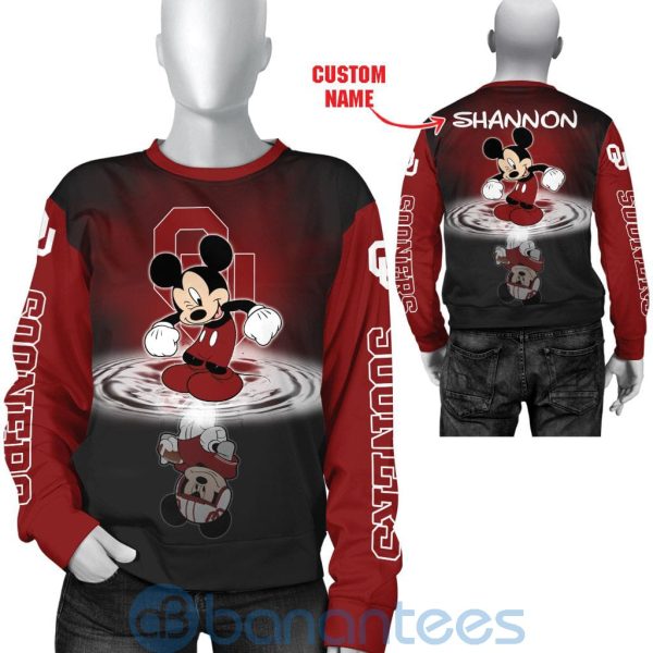 Oklahoma Sooners Disney Mickey Mouse In Water Custom Name 3D All Over Printed Shirt Product Photo