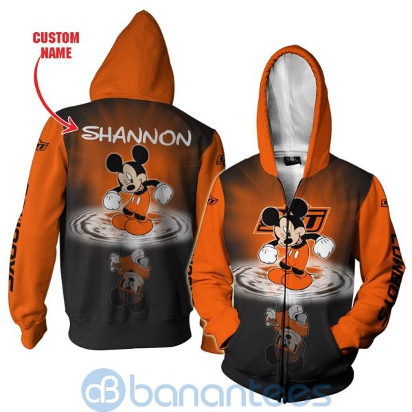 Oklahoma State Cowboys Disney Mickey Mouse In Water Custom Name 3D All Over Printed Shirt Product Photo