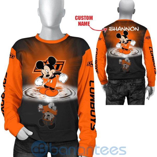 Oklahoma State Cowboys Disney Mickey Mouse In Water Custom Name 3D All Over Printed Shirt Product Photo
