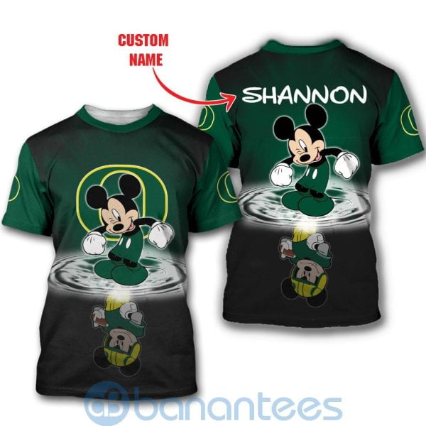 Oregon Ducks Disney Mickey Mouse In Water Custom Name 3D All Over Printed Shirt Product Photo