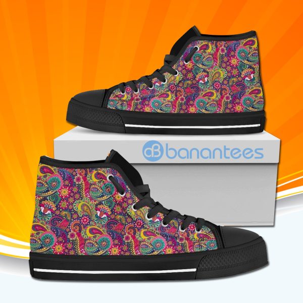 Paisley Henna Watercolor High Top Canvas Shoes Sneakers For Men And Women Product Photo