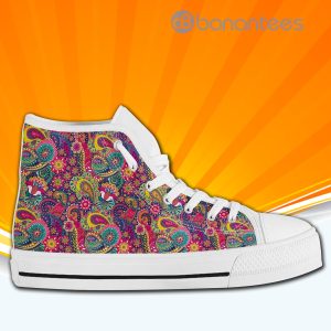 Paisley Henna Watercolor High Top Canvas Shoes Sneakers For Men And Women Product Photo