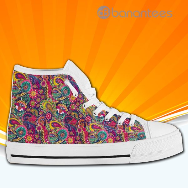 Paisley Henna Watercolor High Top Canvas Shoes Sneakers For Men And Women Product Photo