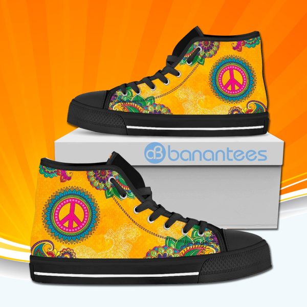 Peace Love Hippie High Top Canvas Shoes Sneakers For Men And Women Product Photo