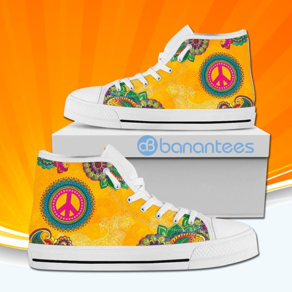 Peace Love Hippie High Top Canvas Shoes Sneakers For Men And Women Product Photo